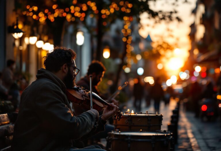 Un'immagine evocativa di un viaggio musicale durante l'emigrazione