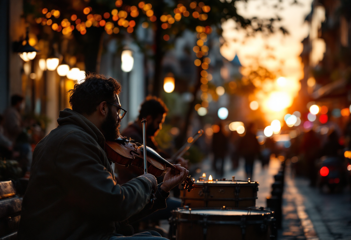 Un'immagine evocativa di un viaggio musicale durante l'emigrazione