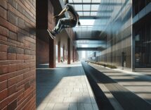 Una donna che pratica parkour in un ambiente urbano