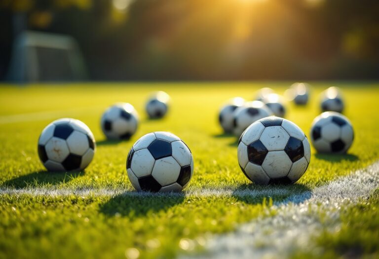 Giocatori di calcio che eseguono un gesto sportivo