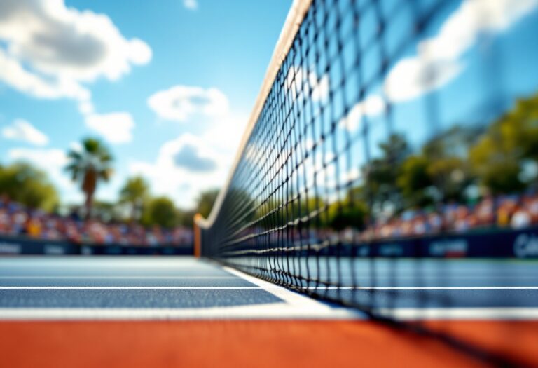 Lorenzo Musetti in azione contro Novak Djokovic a Miami