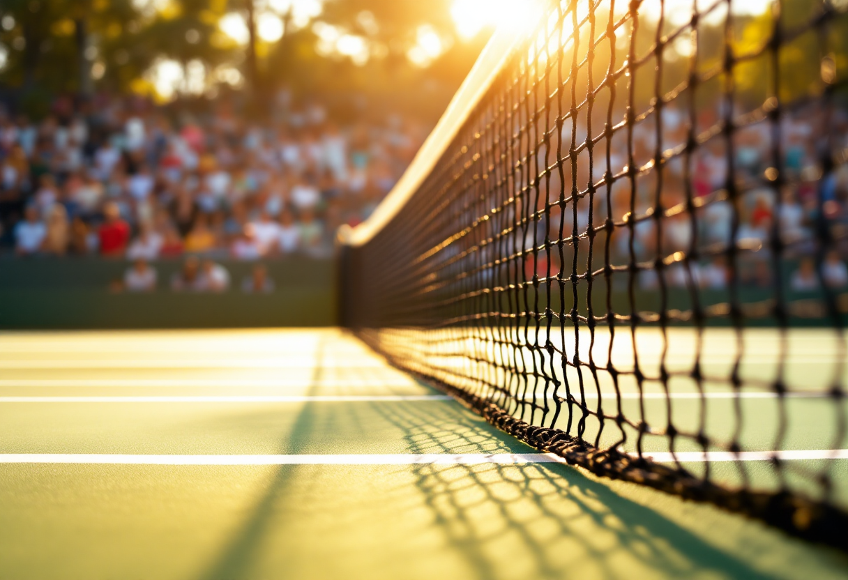 Aryna Sabalenka in azione sul campo da tennis