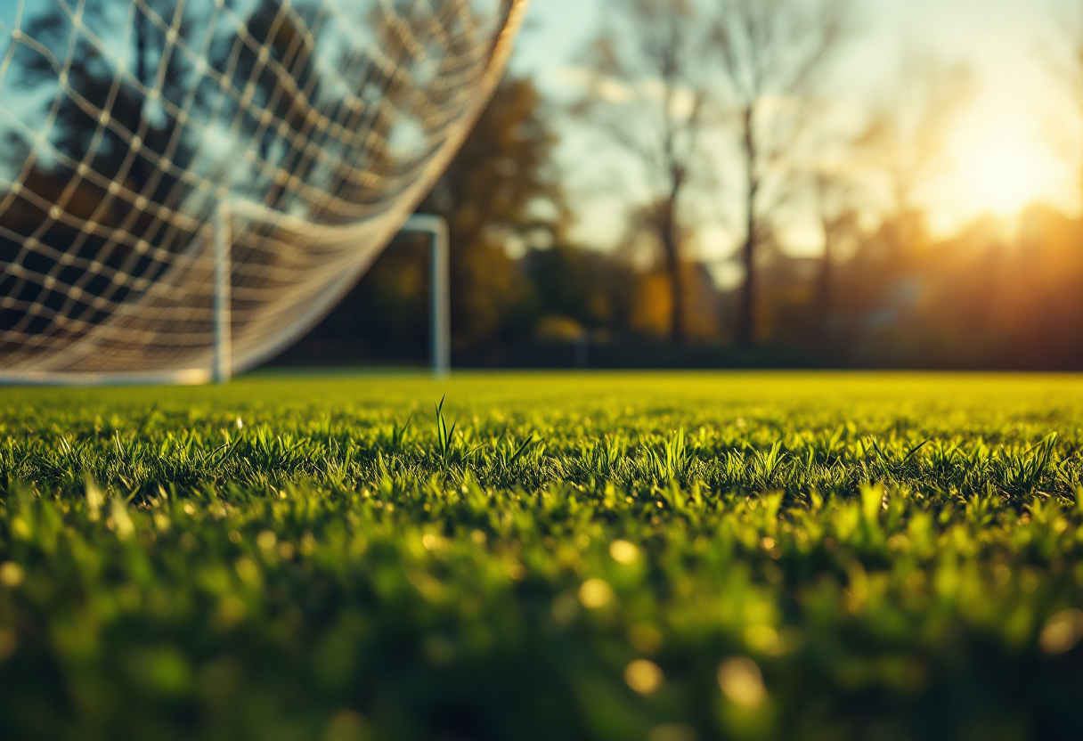 Giocatori di calcio di diverse generazioni in campo
