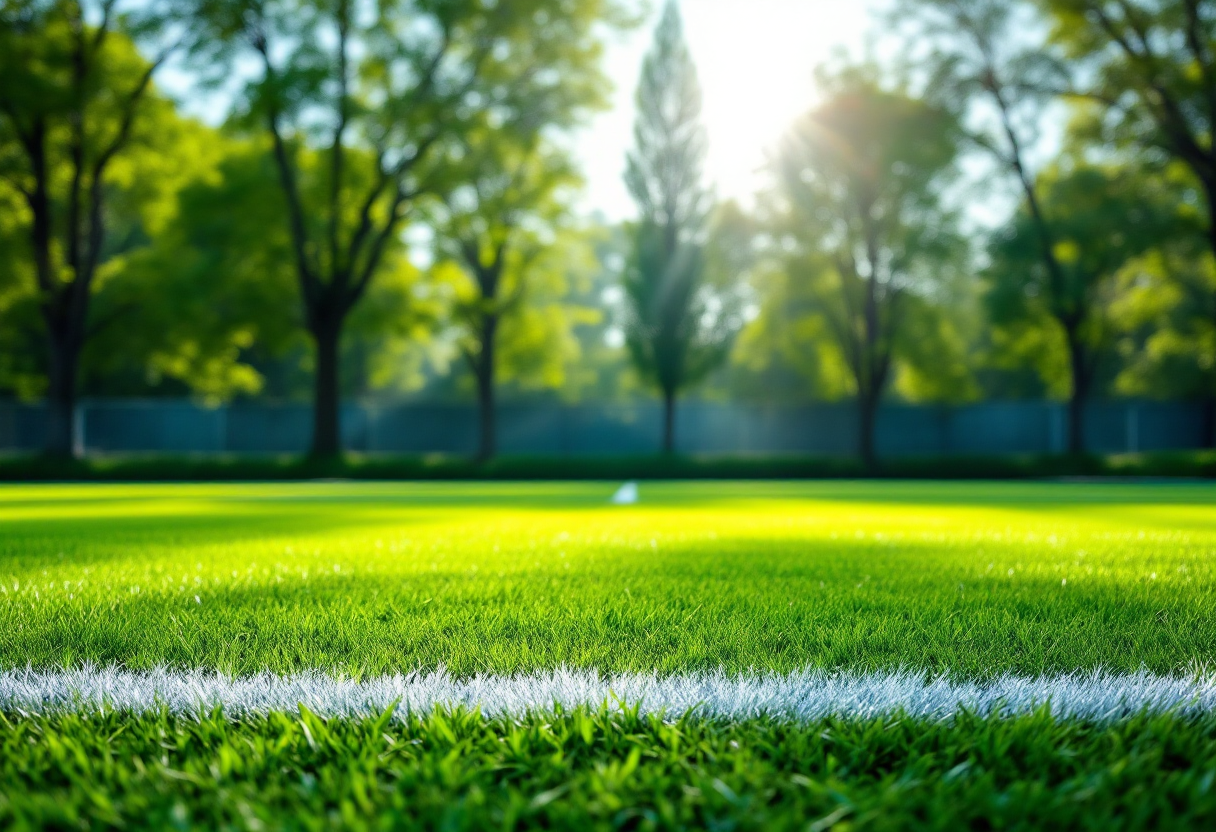 Giocatori di calcio di diverse generazioni in campo