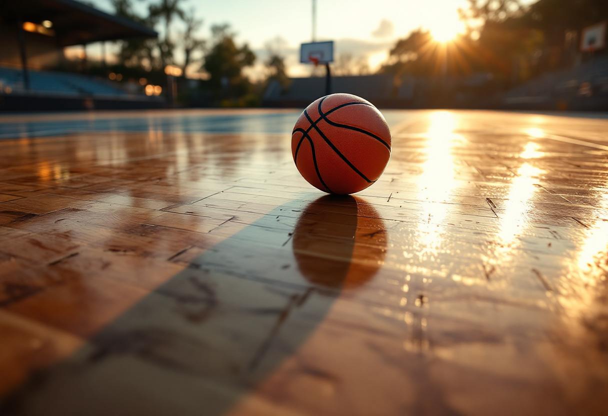 Giocatori di basket in azione durante i playoff di Serie A